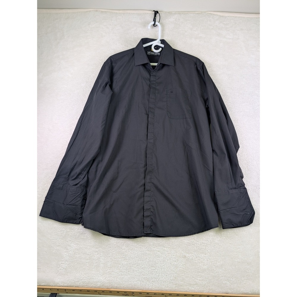 Stacy Adams Mens Black Long Sleeve Button Down Dress Shirt 16.5 34/35 C1733